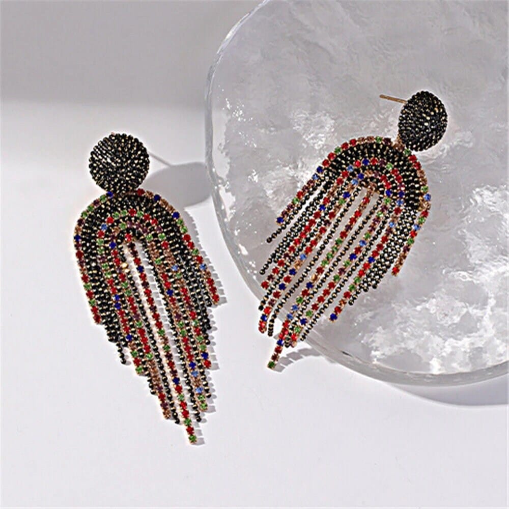 Swarovski AB Crystal Chandelier Earrings, Long Bridal Aurora Borealis Earrings, Long Crystal Wedding Earrings - KaleaBoutique.com