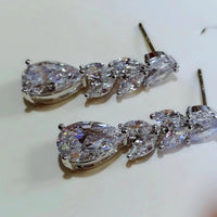 Teardrop Crystal Wedding Earrings, Bridal 14K Gold CZ Diamond Minimalist Wedding Crystal Studs - KaleaBoutique.com