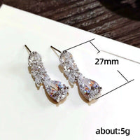 Teardrop Crystal Wedding Earrings, Bridal 14K Gold CZ Diamond Minimalist Wedding Crystal Studs - KaleaBoutique.com