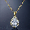 Teardrop Crystal Pendant Necklace, 14K Gold CZ Diamond Chain Necklace, Minimalist Crystal Pendant for Bridesmaids - KaleaBoutique.com