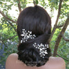 Three Branches Large Bridal 2 PC Hairpin Set, Embossed Silver Leaf Hair Pins for Wedding - KaleaBoutique.com