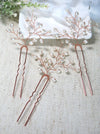 Tree Branch Pearl Wire 3 PC Hairpin Set, Wedding Floral Hair Pin, Bridal Pearl Wire Large Hairpins, Set of 3 - KaleaBoutique.com