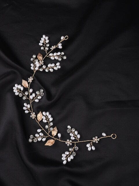 Wedding 4 PC Pearl Hair Vine and Hairpin Set, Wire Headband & 3 Hairpins Bridal Set, Crystal Pearl Head Wreath - KaleaBoutique.com