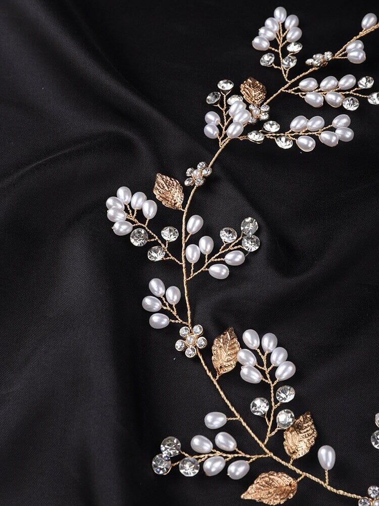 Wedding 4 PC Pearl Hair Vine and Hairpin Set, Wire Headband & 3 Hairpins Bridal Set, Crystal Pearl Head Wreath - KaleaBoutique.com