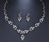 Wedding Crystal Necklace and Earrings 3 PC Jewelry Set, Platinum Plated Bridal Statement Gem Necklace Jewelry Set - KaleaBoutique.com