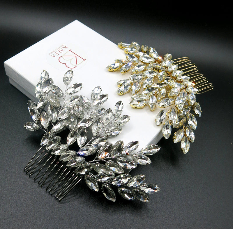 Wedding Rhinestone Hair Comb, Bridal Crystal Gem Hairpiece, Bride Crystal Hairpin Hair Comb - KaleaBoutique.com