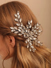Wedding Rhinestone Hair Comb, Bridal Crystal Leaf Branch Hairpiece, Bridesmaid Crystal Branch Hair Comb, Bride Rhinestone Gold Headpiece - KaleaBoutique.com