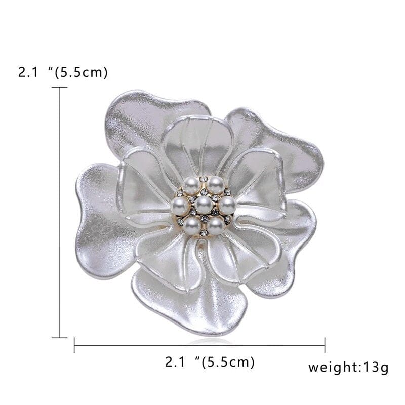 White Abalone Flower Bridal Pearl Brooch, Wedding Mother of Bride Brooch, Bridesmaid Floral Brooch Jewelry - KaleaBoutique.com