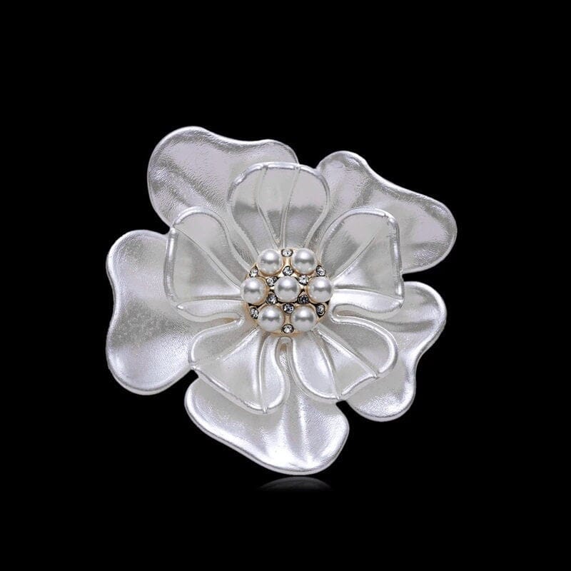 White Abalone Flower Bridal Pearl Brooch, Wedding Mother of Bride Brooch, Bridesmaid Floral Brooch Jewelry - KaleaBoutique.com