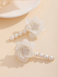 Abalone Seashell Pearl Pearl 2 PC Hair Clip Set, Wedding Alligator Hairclip, Ivory Off White Pearl Bridal Hairclips - KaleaBoutique.com