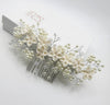 White Clay Flower Bridal Hair Comb, Wedding Ceramic Large Floral Hair Comb, Bridal Pearl Big Hairpin Headpiece - KaleaBoutique.com