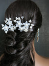 White Floral Bridal 2 PC Hair Pin Set, Wedding Party Pearl Flower Hairpin Hairpiece Set - KaleaBoutique.com