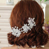 White Floral Bridal 2 PC Hair Pin Set, Wedding Party Pearl Flower Hairpin Hairpiece Set - KaleaBoutique.com
