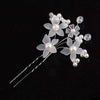 White Floral Bridal 2 PC Hair Pin Set, Wedding Party Pearl Flower Hairpin Hairpiece Set - KaleaBoutique.com