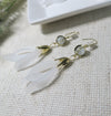 White Floral Earrings, 10K Gold Plated 925 CZ Diamond Dainty Petal Studs, Wedding Bridal or Bridesmaid Flower Tassel Dainty Earrings - KaleaBoutique.com