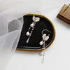 White Flower Bridal Pearl Earrings, Dangle Wedding Pearl Hooped Studs, Crystal Strand 2-in-1 Hoop Earrings - KaleaBoutique.com