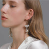 White Flower Bridal Pearl Earrings, Dangle Wedding Pearl Hooped Studs, Crystal Strand 2-in-1 Hoop Earrings - KaleaBoutique.com