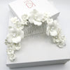 White Flower Bridal Hair Comb, Wedding Large Hair Piece, Big Floral Wire Headpiece, Large Flower Hair Vine on Comb - KaleaBoutique.com