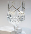 White Flower Charm Dangle Earrings, Bridal Shower Floral Earrings, Wedding Hooped Earrings, Bridesmaid Floral Cluster Gold Tassel Earrings - KaleaBoutique.com