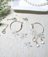 White Flower Charm Hoop Earrings, Wedding Bridal or Bridesmaid Omega Hoops, Wedding Gold Floral Czech Glass Earrings - KaleaBoutique.com