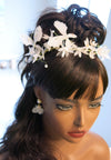 White Flower Girl Chiffon Hair Clip, Butterfly Pearl Hairclip for Wedding, Chiffon Mesh Hairclip Head Wreath - KaleaBoutique.com