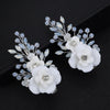 White Flower Hair Comb, Milky Opal Crystal Bridal Hairpiece, Wedding Floral Headpiece, Bridal Flower Hair Clips, Floral Hair Piece Accessory - KaleaBoutique.com