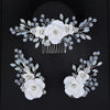 White Flower Opal Leaf Hair Comb, Milky Opal Crystal Bridal Hairpiece, Wedding Floral Hair Comb or Flower Hair Clips - KaleaBoutique.com