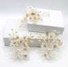 White Flower Hairclip 3 PC Set, Wedding Floral Petal Hair Clips, Bridal Gold Wire Alligator Hairclips - KaleaBoutique.com