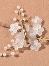 White Flower Hairclip 3 PC Set, Wedding Floral Petal Hair Clips, Bridal Gold Wire Alligator Hairclips - KaleaBoutique.com