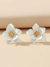 White Flower Large Ear Studs, Wedding Floral Studs, Large Flowerhead Bride Earrings, Big Layered Flower Studs - KaleaBoutique.com