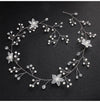 White Flower Pearl Hair Vine, Bridal Floral Wire Hairpiece, Wedding Silver Wire Headband Head Wreath - KaleaBoutique.com