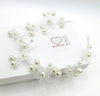 White Flower Pearl Wire Headband, Wedding Silver Wire Headband, Bridal Floral Tiara Head Wreath - KaleaBoutique.com