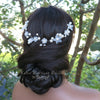 White Flower Pearl Wire Headband, Wedding Silver Wire Headband, Bridal Floral Tiara Head Wreath - KaleaBoutique.com