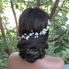 White Flower Pearl Wire Headband, Wedding Silver Wire Headband, Bridal Floral Tiara Head Wreath - KaleaBoutique.com