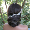 White Flower Pearl Wire Headband, Wedding Silver Wire Hair Vine Headpiece, Bridal Floral Hair Wire Tiara, Bride Pearl Flower Head Wreath - KaleaBoutique.com