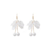 White Flower Petal Earrings, Wedding Pearl Dangle Tassel Earrings, Bridal or Bridesmaid Floral Pearl Earrings - KaleaBoutique.com