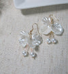 White Flower Petal Earrings, Wedding Pearl Dangle Tassel Earrings, Bridal or Bridesmaid Floral Pearl Earrings - KaleaBoutique.com