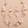 White Flower Wedding 3 PC Jewelry Set, Porcelain Flower Necklace and Earrings, or Floral Wire Bracelet or Headband - KaleaBoutique.com