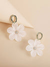 White Flowerhead Dangle Earrings, Wedding Bridal Bridesmaid Tassel Stud Earrings, Floral Dainty Studs, White Flower Charm Earrings - KaleaBoutique.com