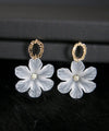 White Flowerhead Dangle Earrings, Wedding Bridal or Bridesmaid Tassel S925 Silver Post Stud Earrings - KaleaBoutique.com