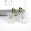 White Flowerhead Dangle Earrings, Wedding Bridal or Bridesmaid Tassel S925 Silver Post Stud Earrings - KaleaBoutique.com