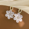 White Flowerhead Dangle Earrings, Wedding Bridal or Bridesmaid Tassel S925 Silver Post Stud Earrings - KaleaBoutique.com