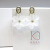 White Flowerhead Dangle Earrings, Wedding Bridal or Bridesmaid Tassel S925 Silver Post Stud Earrings - KaleaBoutique.com