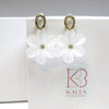 White Flowerhead Dangle Earrings, Wedding Bridal Bridesmaid Tassel Stud Earrings, Floral Dainty Studs, White Flower Charm Earrings - KaleaBoutique.com