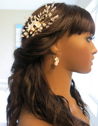White Flowerhead Hoop Earrings, Minimalist Wedding Bridal or Bridesmaid Hooped Studs, Pink or Aqua Dangle - KaleaBoutique.com