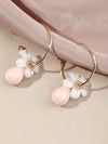 White Flowerhead Hoop Earrings, Minimalist Wedding Bridal Studs, Bridesmaid Half Hooped Earrings, Flower Charm Dangle Studs, Floral Hoops - KaleaBoutique.com