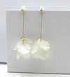 White Frosted Petal Tassel Earrings, Floral Gold Dangle Studs, Translucent Petal Wedding Dangle Earrings, Bridal Flower Fashion Studs - KaleaBoutique.com