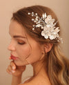 White Large Abalone Flower Petals Hairclip, Wedding Pearl Big Floral Hair Clip, Bridal Alligator Hairclip - KaleaBoutique.com