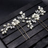 White Oval Pearl Flower 2 PC Hairpin Set, Bridal Hand Wired Pearl Hair Pins, Wedding Prom Floral Pearl Hairpiece - KaleaBoutique.com