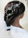 White Oval Pearl Flower 2 PC Hairpin Set, Bridal Hand Wired Pearl Hair Pins, Wedding Prom Floral Pearl Hairpiece - KaleaBoutique.com